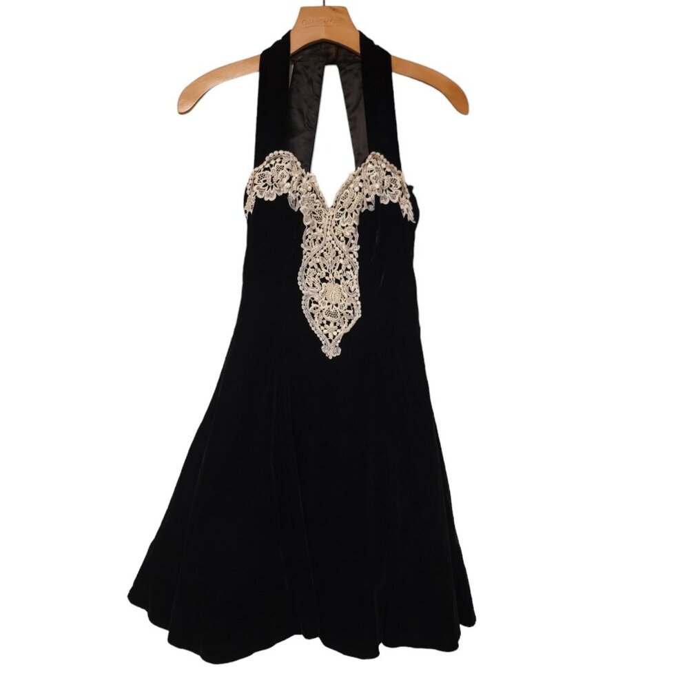 Gunne Sax Vintage Jessica McClintock Sz 3/4 Velvet Lace Formal Tulle Beaded Rare